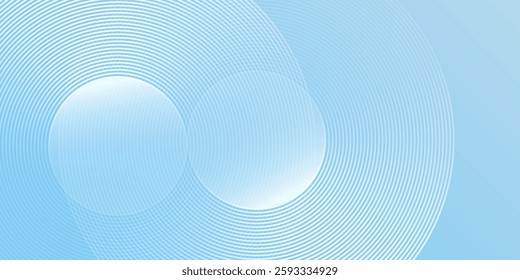 Circle effect style geometric. Minimalist background pastel colorful  blue and white gradations abstract