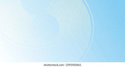 Circle effect style geometric. Minimalist banner background pastel colorful  blue and white gradations abstract