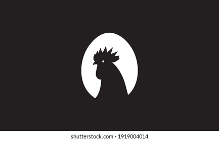 circle egg with rooster shape logo design vector icon symbol illustration