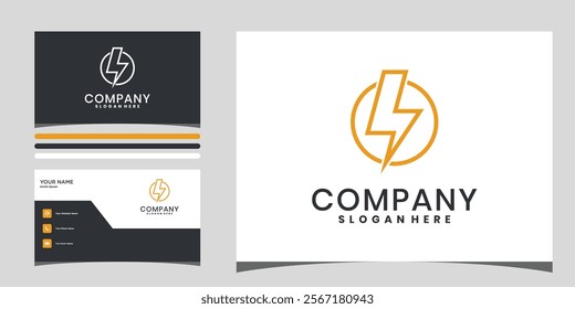 Circle electric flash energy logo design