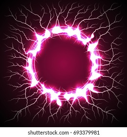 circle electric lighting pink background
