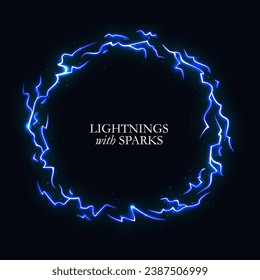 Circle Electric Light mit Funken auf dunklem Hintergrund. Vektor Light Sparks Storm Flash Thunderstorm Illustration