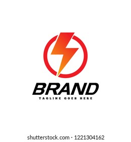 Circle Electric Logo Template. Thunder symbol and icon vector.