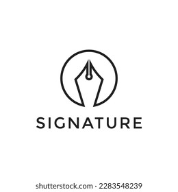 Circle Elegant Fountain Pen Signature Write Logo