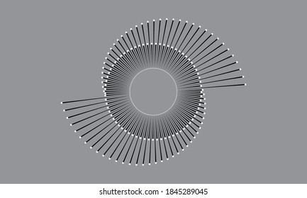 Circle element with lines and dots. Yin and Yang style. Abstract logo or icon for any project.