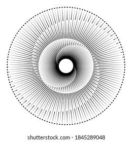 Circle element with lines and dots. Yin and Yang style. Abstract logo or icon for any project.