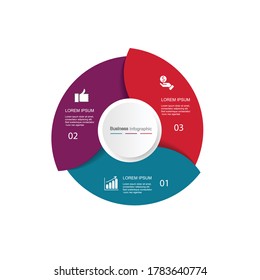The circle element with a paper icon and a place for the text to be a white paper circle. The concept of business development features. Infographic design template. Vector illustration.