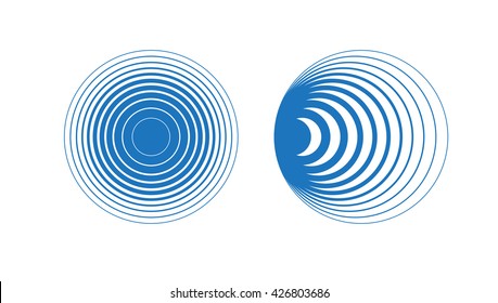 Circle Element. Radar And Radio Signal. Vector Sound Abstraction Wave. Circle Ripples.