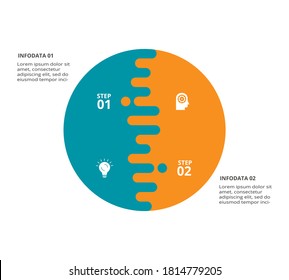 Circle elements of graph, diagram with 2 steps, options, parts or processes. Template for infographic, presentation.