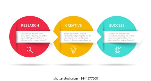 Circle elements of graph, diagram with 3 steps, options, parts or processes. Template for infographic, presentation