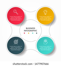 Circle elements of graph, diagram with 4 steps, options, parts or processes. Template for infographic, presentation.