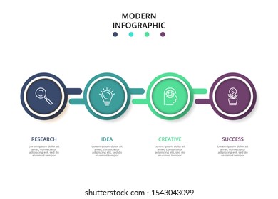 Circle elements of graph, diagram with 4 steps, options, parts or processes. Template for infographic, presentation.