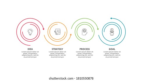 Circle elements of graph, diagram with 4 steps, options, parts or processes. Template for infographic, presentation.