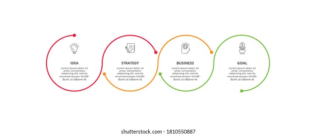 Circle elements of graph, diagram with 4 steps, options, parts or processes. Template for infographic, presentation.
