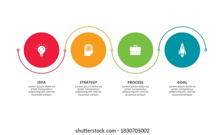 Circle elements of graph, diagram with 4 steps, options, parts or processes. Template for infographic, presentation.
