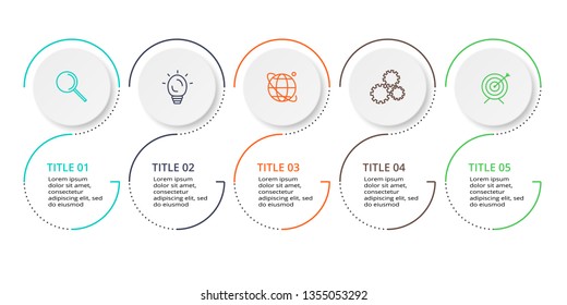 Circle elements of graph, diagram with 5 steps, options, parts or processes. Template for infographic, presentation