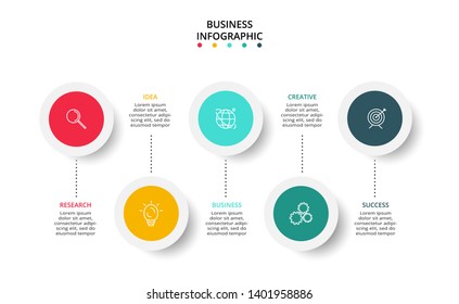 Circle elements of graph, diagram with 5 steps, options, parts or processes. Template for infographic, presentation