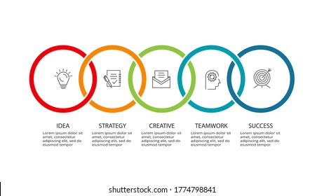 Circle elements of graph, diagram with 5 steps, options, parts or processes. Template for infographic, presentation.
