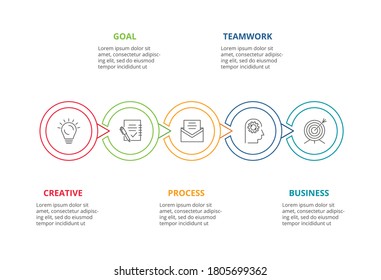 Circle elements of graph, diagram with 5 steps, options, parts or processes. Template for infographic, presentation.