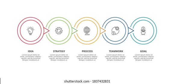 Circle elements of graph, diagram with 5 steps, options, parts or processes. Template for infographic, presentation.