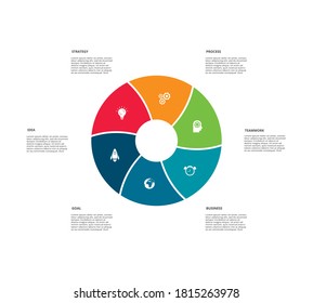 Circle elements of graph, diagram with 6 steps, options, parts or processes. Template for infographic, presentation.