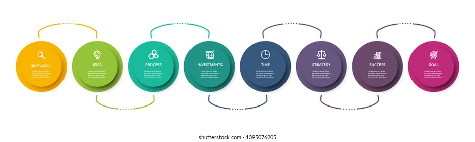 Circle elements of graph, diagram with 8 steps, options, parts or processes. Template for infographic, presentation