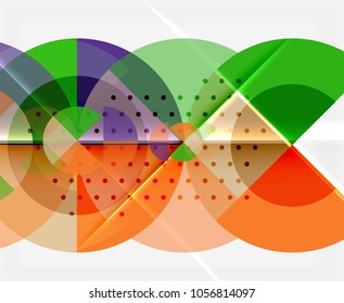 Circle elements on black background, vector geometric template design