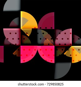 Circle elements on black background, vector geometric template design