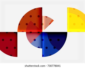 Circle elements on black background, vector geometric template design