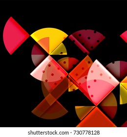 Circle elements on black background, vector geometric template design