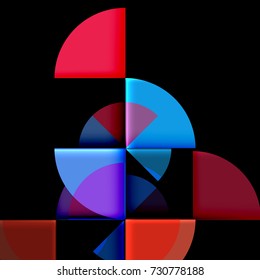 Circle elements on black background, vector geometric template design