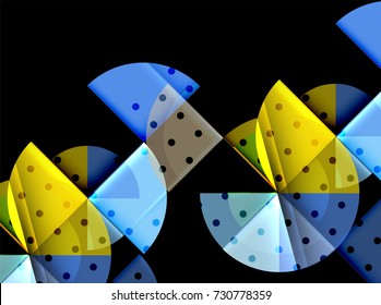 Circle elements on black background, vector geometric template design