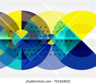 Circle elements on black background, vector geometric template design