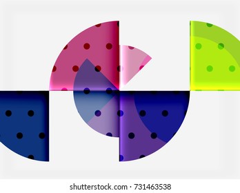 Circle elements on black background, vector geometric template design