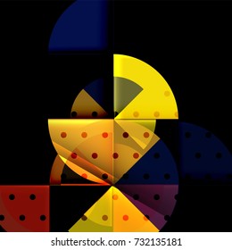Circle elements on black background, vector geometric template design