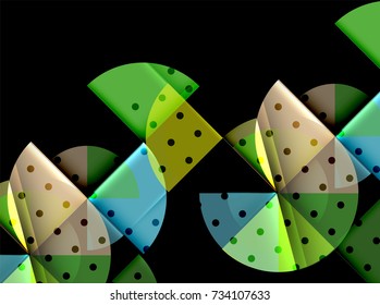 Circle elements on black background, vector geometric template design