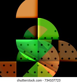 Circle elements on black background, vector geometric template design