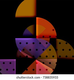 Circle elements on black background, vector geometric template design