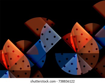 Circle elements on black background, vector geometric template design