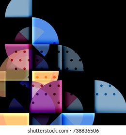 Circle elements on black background, vector geometric template design