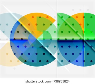 Circle elements on black background, vector geometric template design