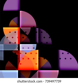 Elementos de círculo sobre fondo negro, diseño de plantilla geométrica vectorial