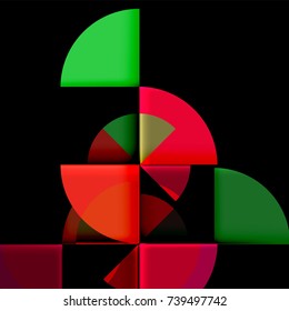 Circle elements on black background, vector geometric template design
