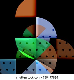 Circle elements on black background, vector geometric template design