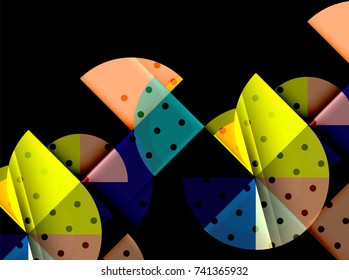 Circle elements on black background, vector geometric template design