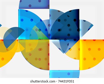 Circle elements on black background, vector geometric template design