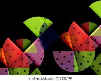 Circle elements on black background, vector geometric template design