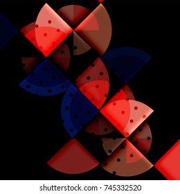 Circle elements on black background, vector geometric template design