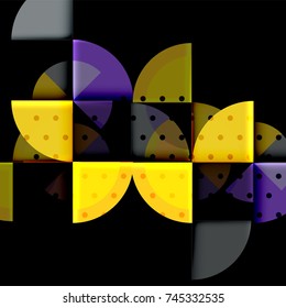 Elementos de círculo sobre fondo negro, diseño de plantilla geométrica vectorial