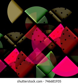 Circle elements on black background, vector geometric template design